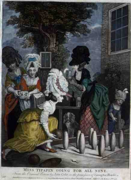 Miss Tipapin Going for All Nine, wyd. Carington Bowles (fl.1744-93) autorstwa John (after) Collet