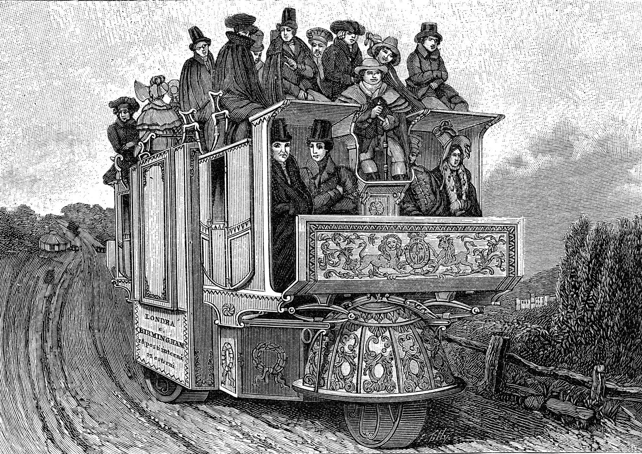 Trójkołowy samochód mechaniczny autorstwa dr. Williama Churcha (ok. 1778-1863), zbudowany w Birmingham w 1833 r. (Anglia). Grawerowanie 1895 autorstwa John (after) Cooke
