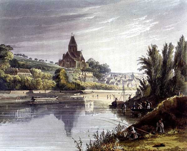 Triel, z „Widoki na Sekwanę”, rycina Thomas Sutherland (ur. 1785) wyd. R. Ackermann (1764-1834) 1821 (kolor lito) autorstwa John (after) Gendall