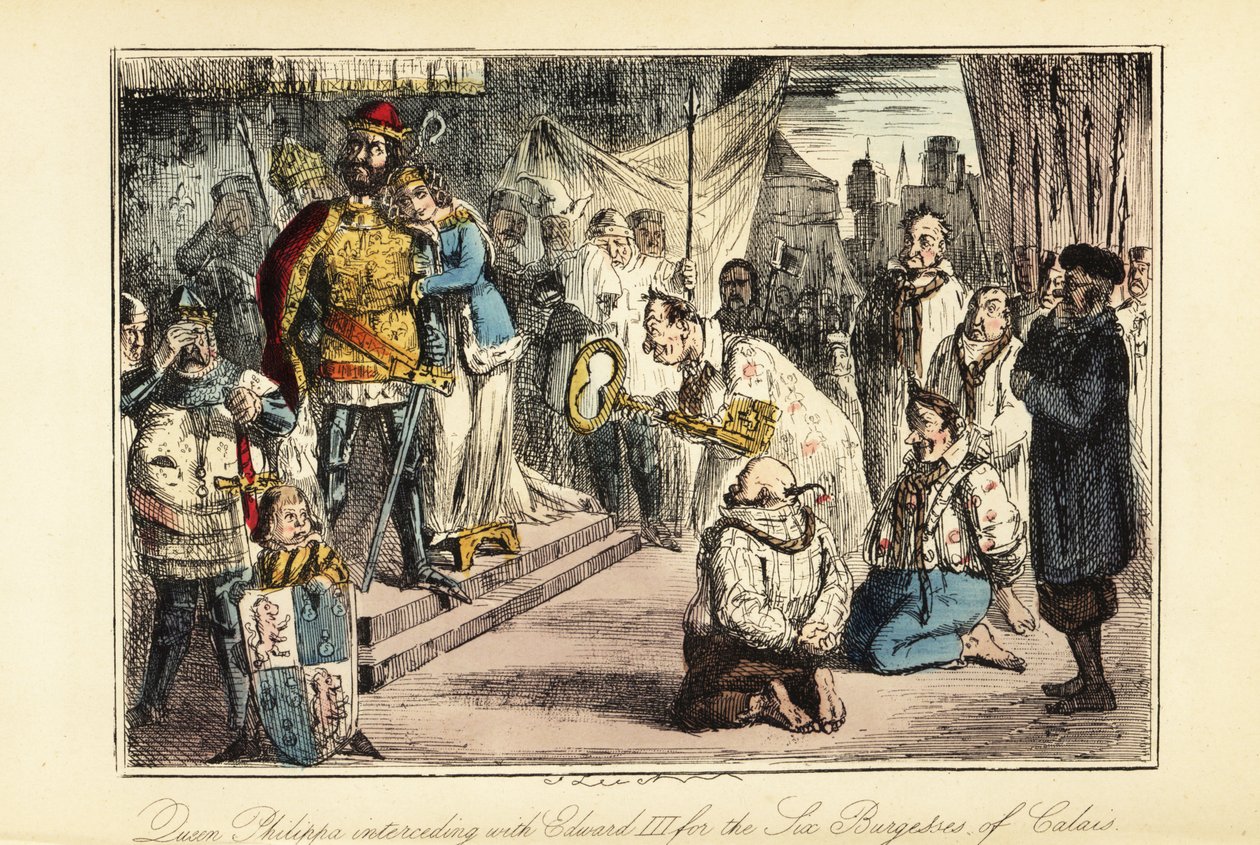 Król Anglii Edward III po oblężeniu Calais w 1347 autorstwa John (after) Leech