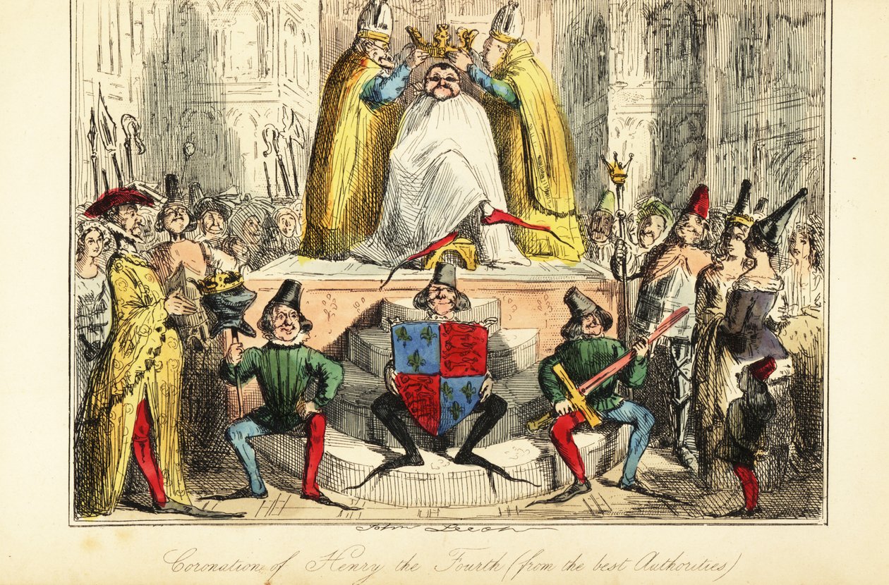 Koronacja króla Anglii Henryka IV wielką koroną autorstwa John (after) Leech