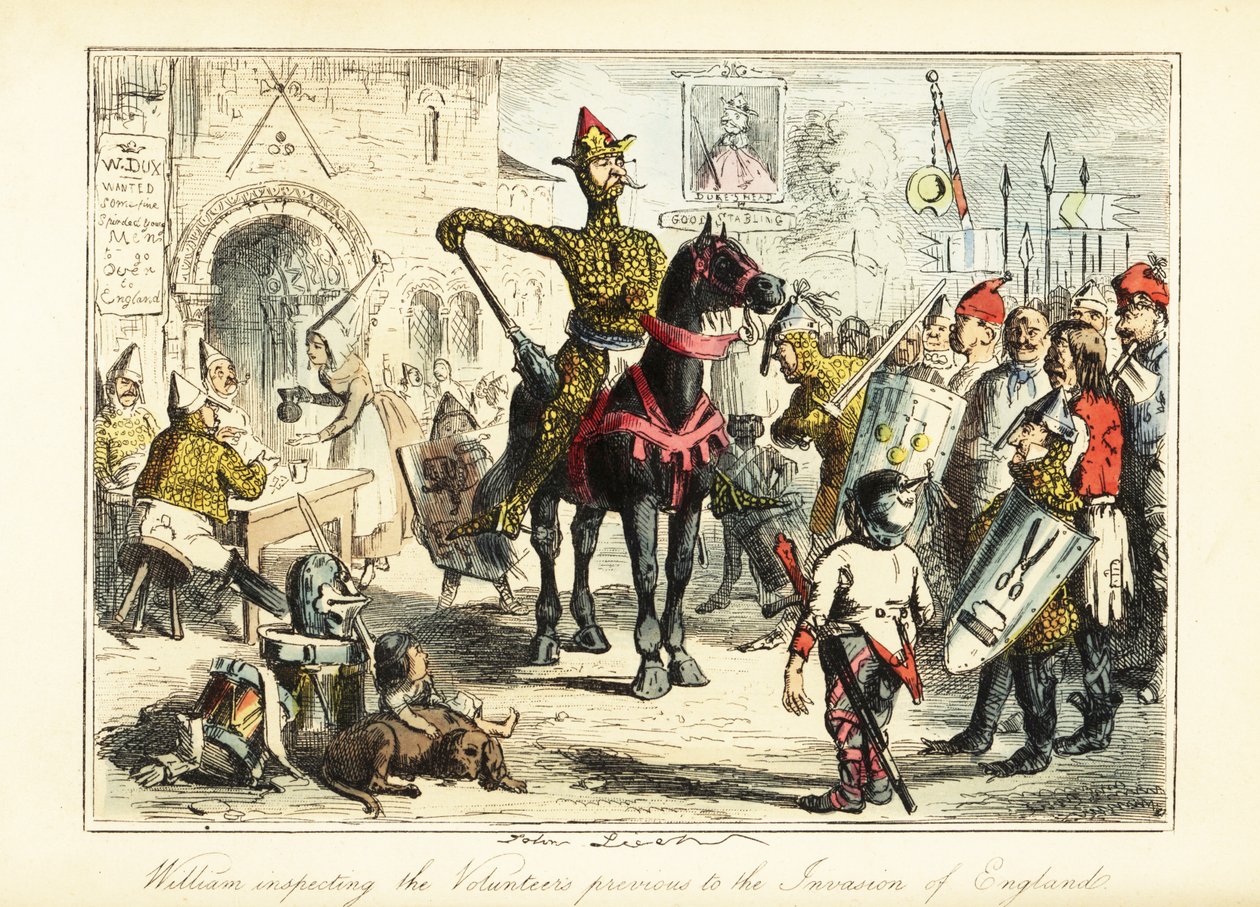 Wilhelm Zdobywca ze swoją szarpaną armią Normanów w 1066 autorstwa John (after) Leech