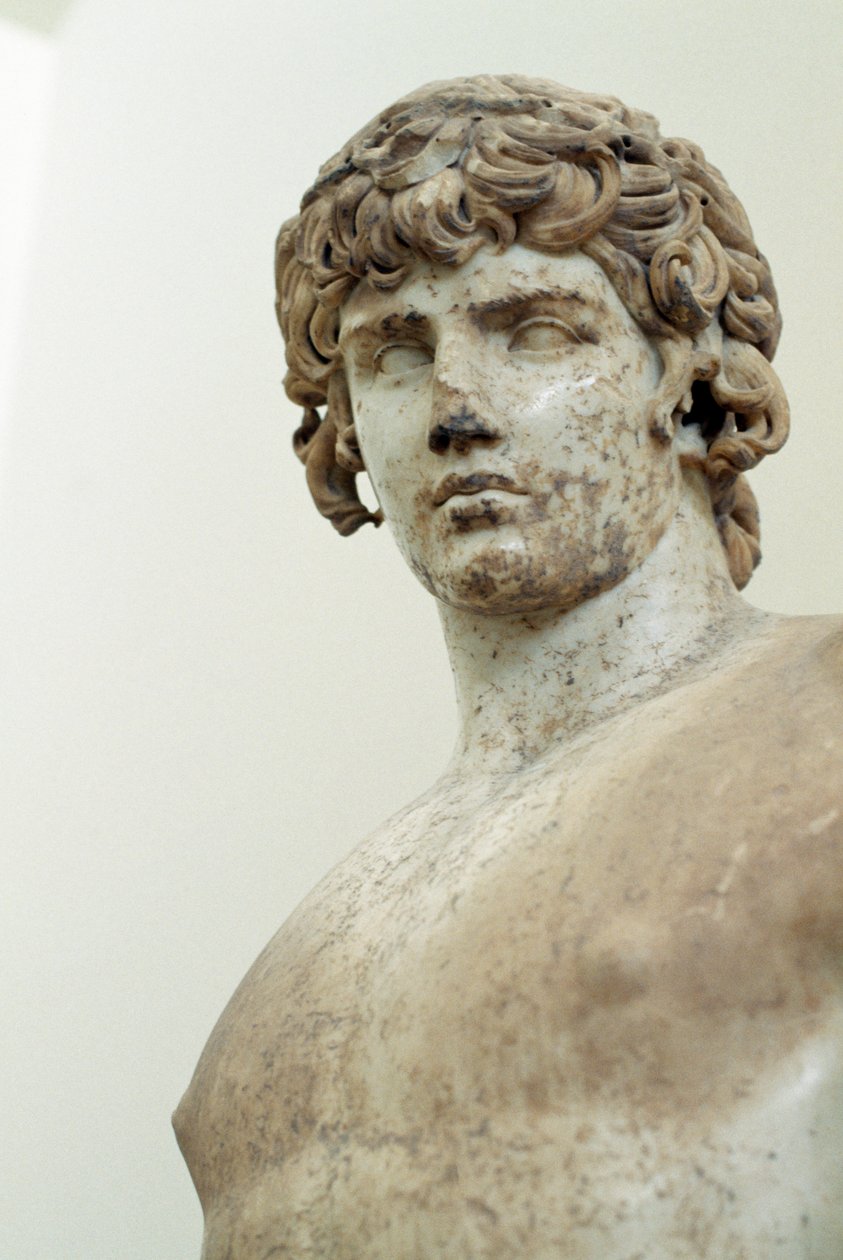 Antinous, marmurowy posąg Parian, ze świątyni Apolla w Delfach, Grecja, cywilizacja rzymska, II wne, detal autorstwa Walter Charles Mills