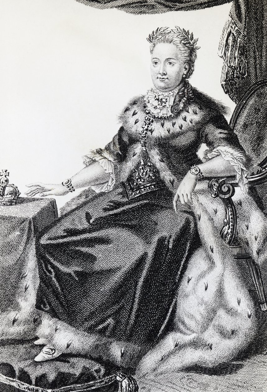 Katarzyna II, ur. Sophie Friederike Auguste (1729-1796), cesarzowa Rosji, rycina autorstwa Walter Charles Mills