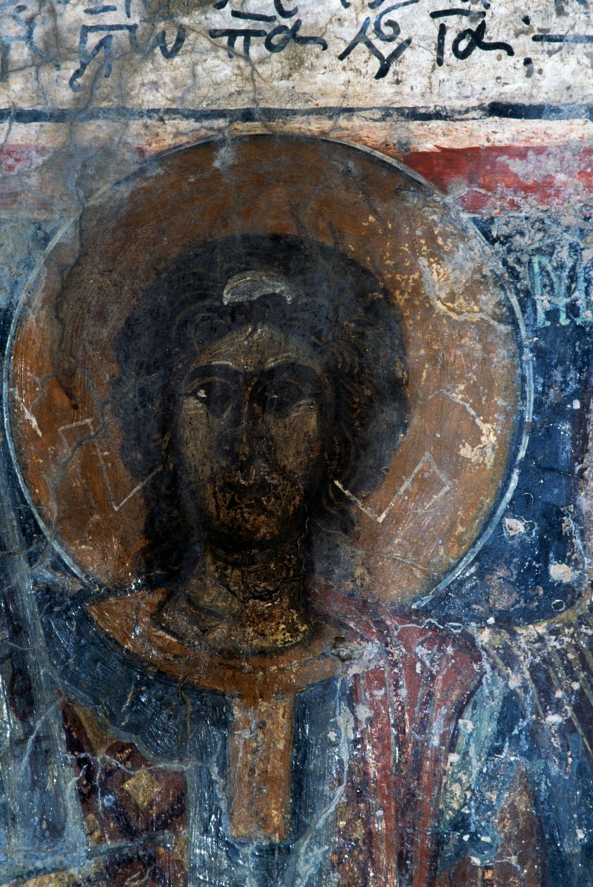 Chrystus, świeży chór Agia Paraskevi, Voutas, Crete, Greeke (zdjęcie) autorstwa Walter Charles Mills