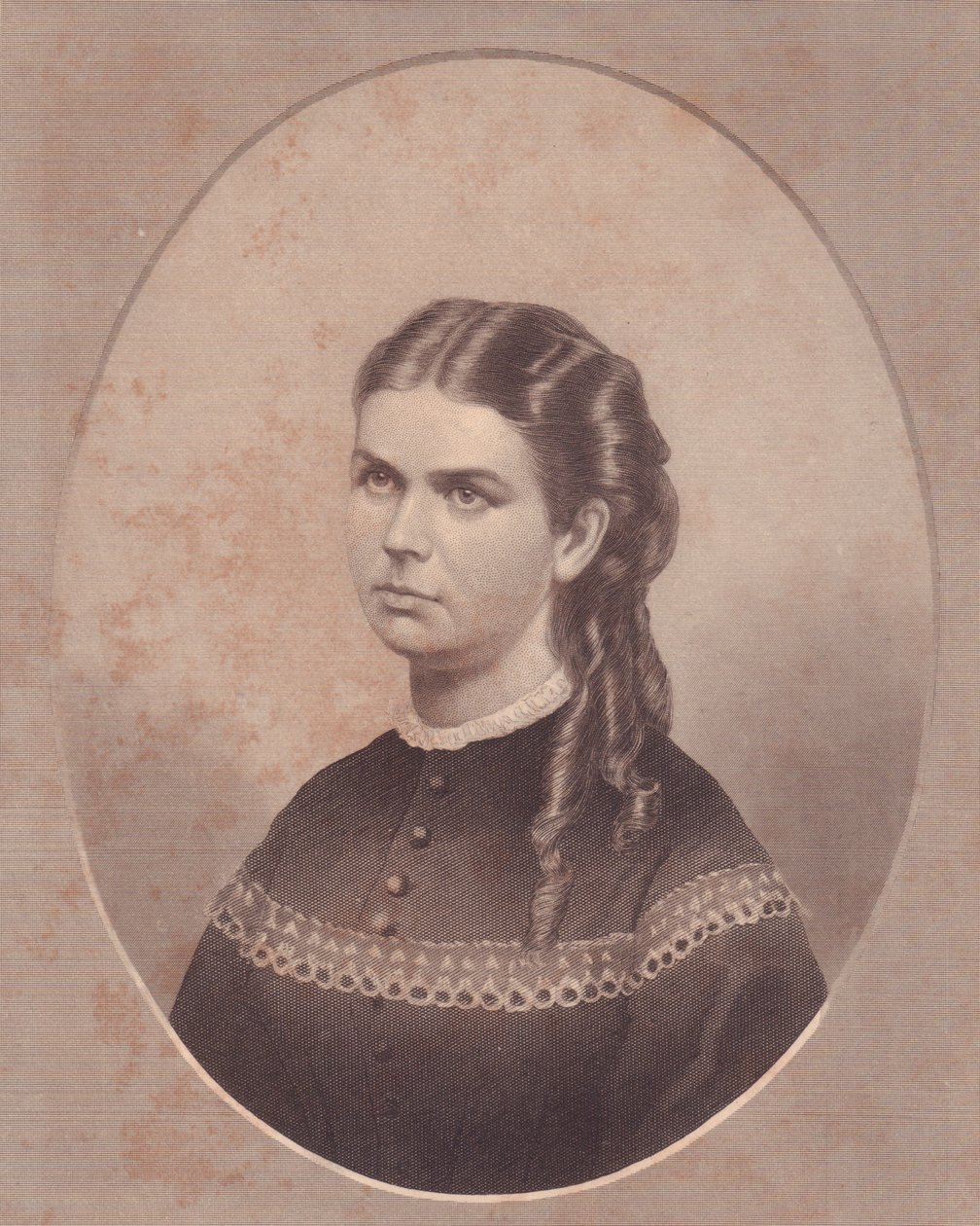 Portret Ady Kinsman (1845-1871), żony wielebnego Edwarda Archibalda Wanlessa, rycina FE Jonesa, ok. 1870 autorstwa Walter Charles Mills