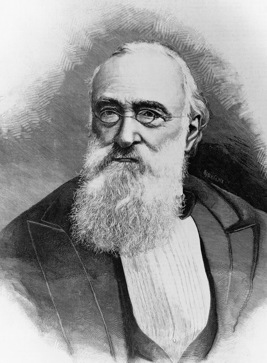 Portret Agostino Depretisa (1813-1887), włoskiego męża stanu i premiera Królestwa Włoch, grawer po fotografii Michele Schemboche (czynny 1856-ca 1906) autorstwa Walter Charles Mills