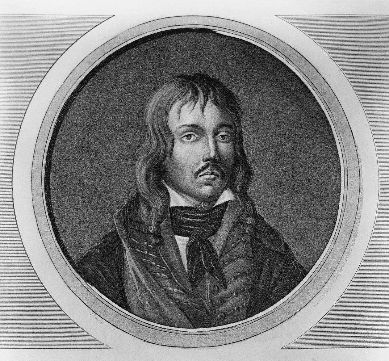 Portret Francois Severin Marceau-Desgraviers (1769-1796), francuski generał wojen o niepodległość, grawerowanie autorstwa Walter Charles Mills