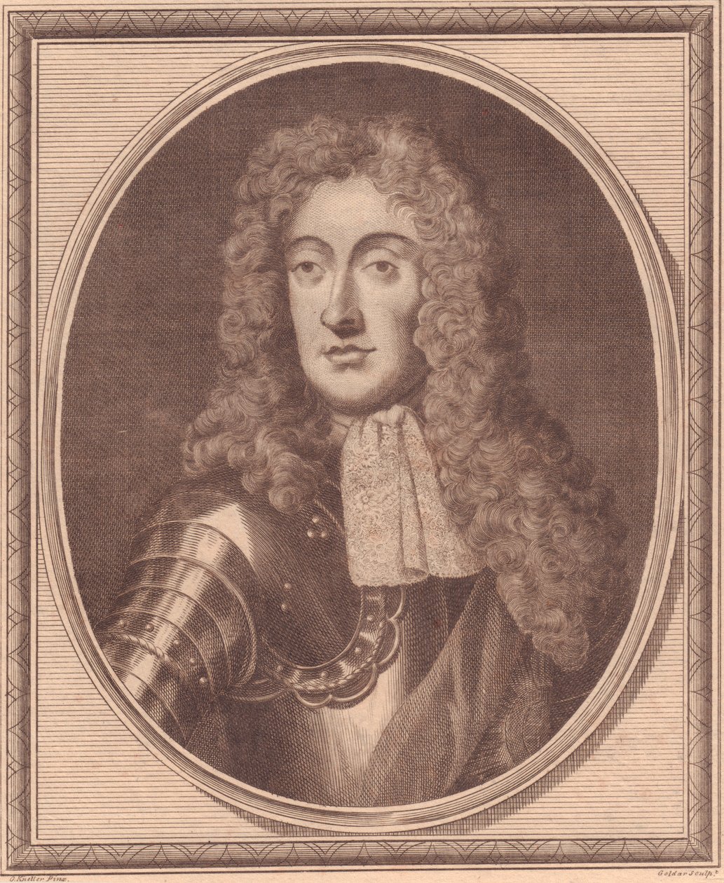 Portret Jakuba II z Anglii (1633-1701), miedzioryt Johna Goldara (1729-1795) z obrazu G Knellera autorstwa Walter Charles Mills