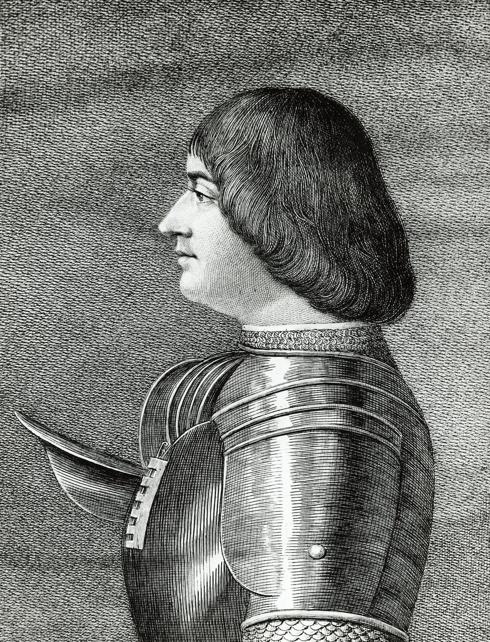 Portret Ludovica Sforzy, zwanego Il Moro (1452-1508), księcia Mediolanu, rycina autorstwa Walter Charles Mills