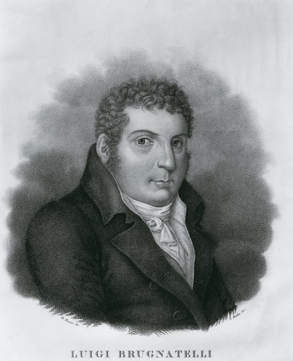 Portret Luigi Valentino Brugnatelli (1761-1818), włoskiego chemika i wynalazcy galwanotechniki, akwaforta Luigiego Radosa (1773-1840) według rysunku Roberto Focosi (1806-1862) autorstwa Walter Charles Mills