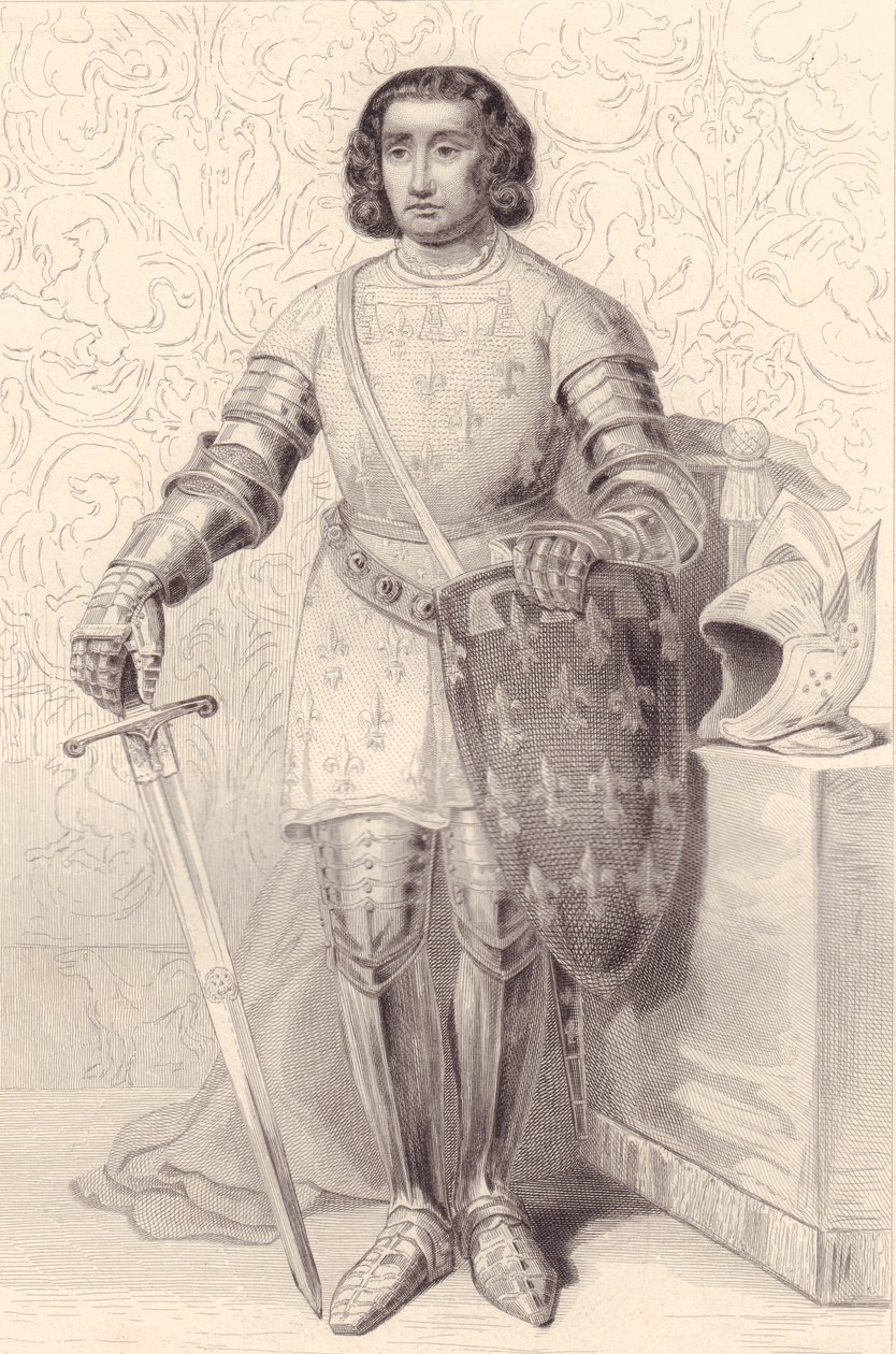 Portret Filipa Artois, hrabiego Eu (1358-1397), rycina, 20x13 cm, z Galerie Historique de Versailles, Histoire de France, Charles Gavard Publisher, Paryż, ok. 1840 autorstwa Walter Charles Mills