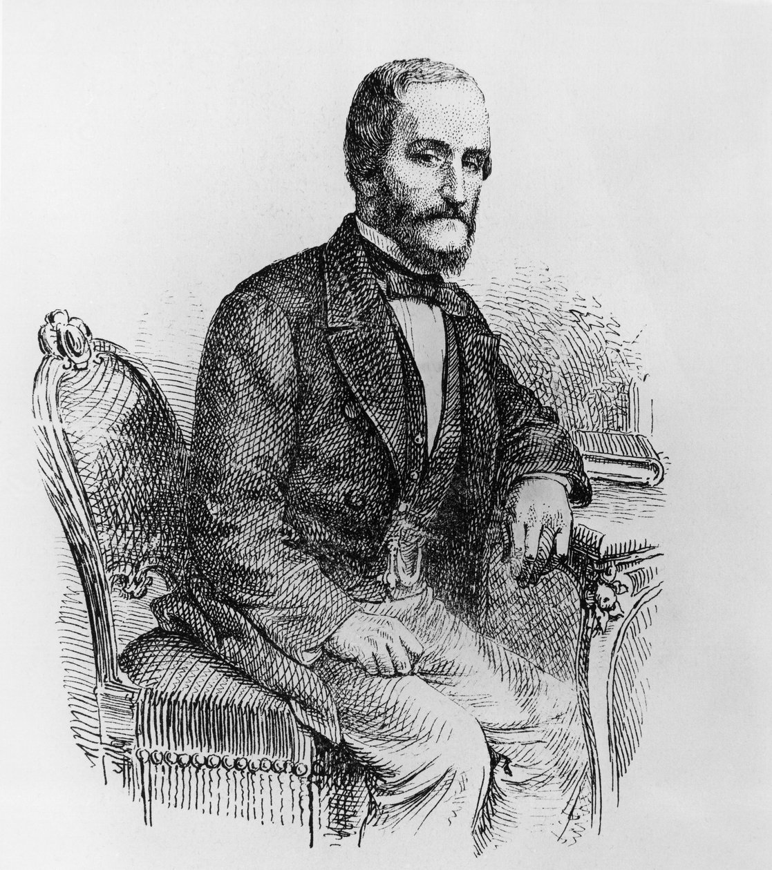 Portret Raffaele Busacca dei Gallidoro (1810-1893), włoskiego polityka i ekonomisty, grawer autorstwa Walter Charles Mills