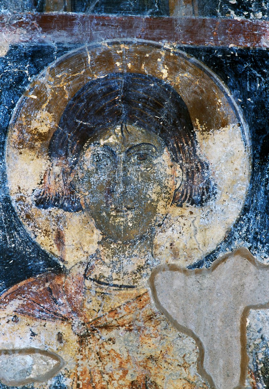 Święty, fresk Ioannisa Pagomenosa w kaplicy św. Mikołaja, Maza, Kreta, Grecja (zdjęcie) autorstwa Walter Charles Mills
