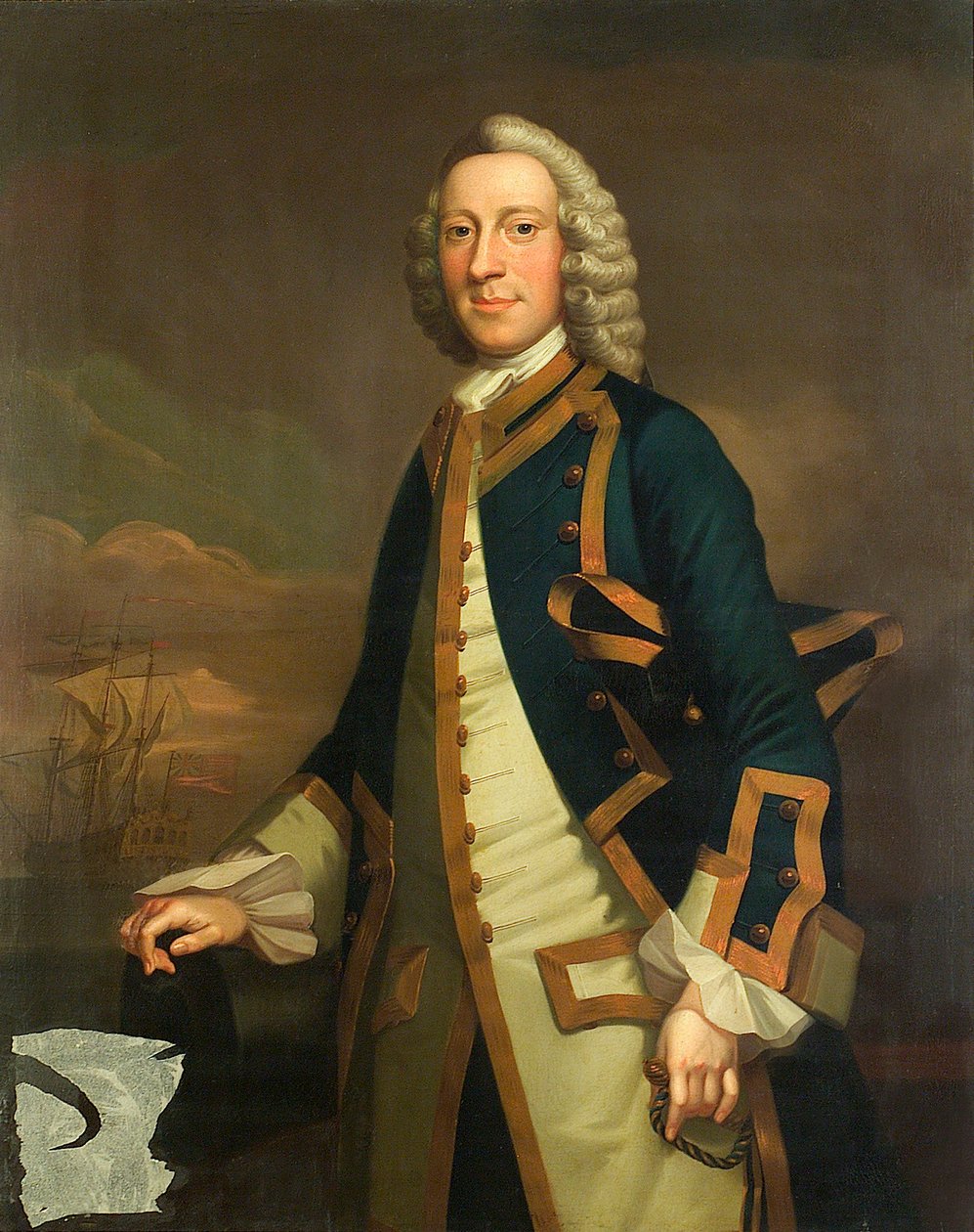 Portret kapitana, ok. 1750 (olej na płótnie) autorstwa John (attr.to) Wollaston