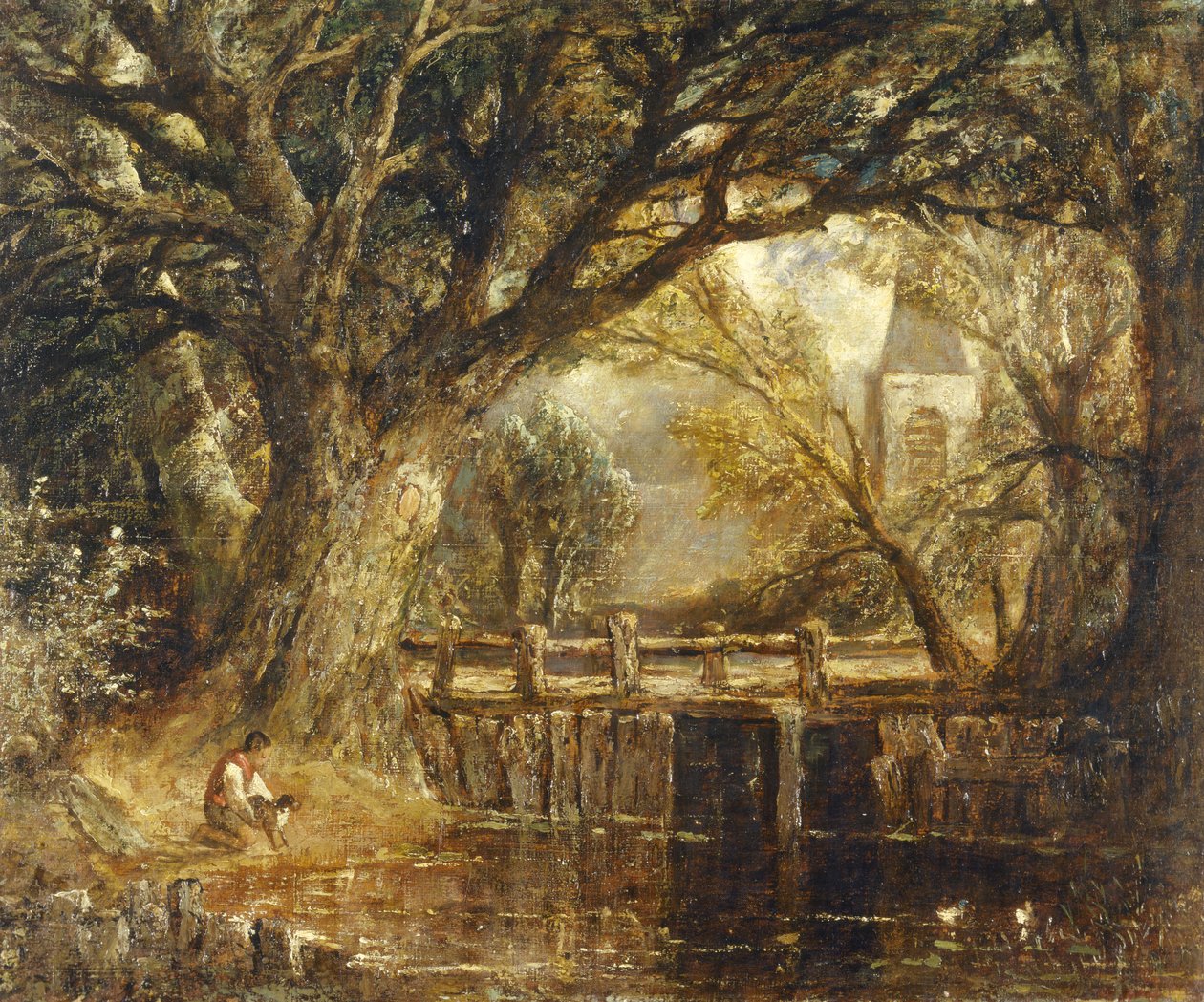The Weir (olej na płótnie) autorstwa John (imitator of) Constable