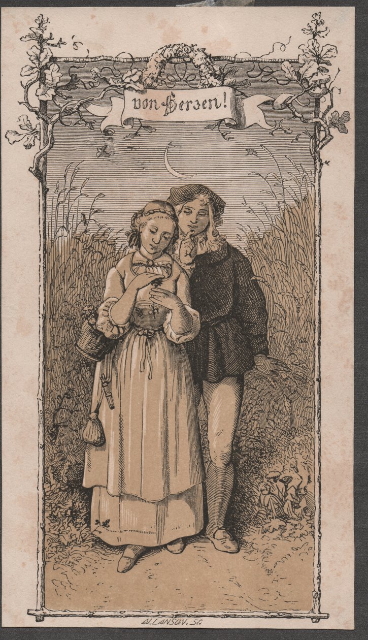 Z serca, ok. 1850 (drzeworyt kolorowy) autorstwa John Allanson