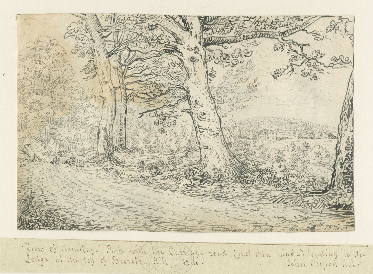 Park Armitage: rysunek piórkiem, 1814 autorstwa John Allport