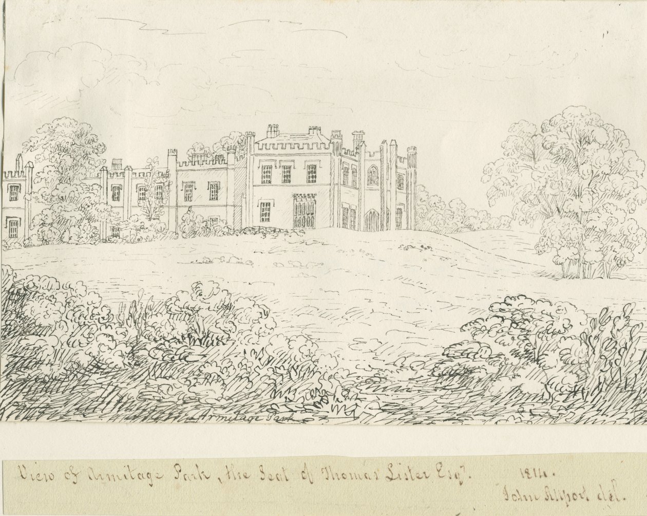 Park Armitage: rysunek piórkiem, 1814 autorstwa John Allport