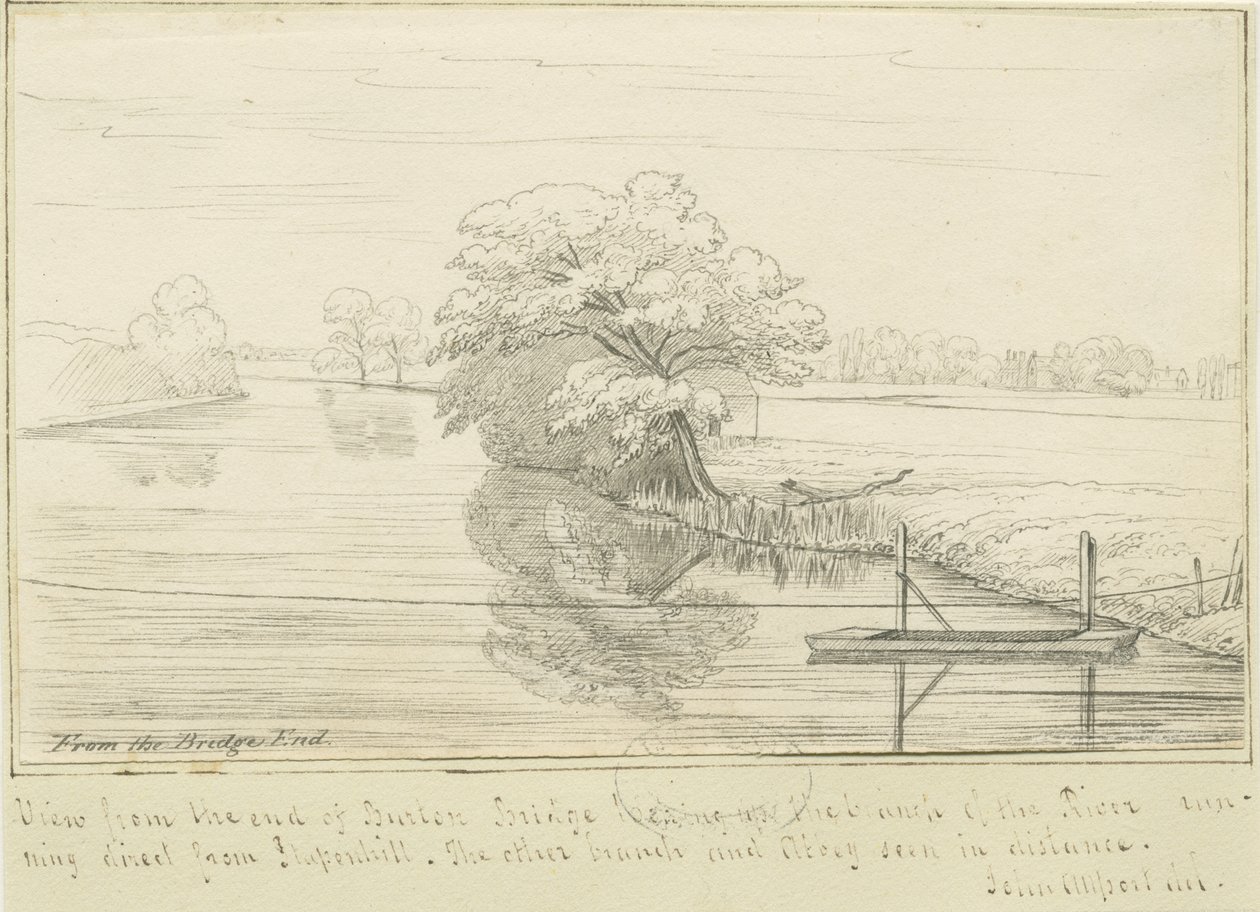 Burton-upon-Trent - Rzeka Trent: rysunek piórem i tuszem, bd [1799-1854] (rysunek) autorstwa John Allport