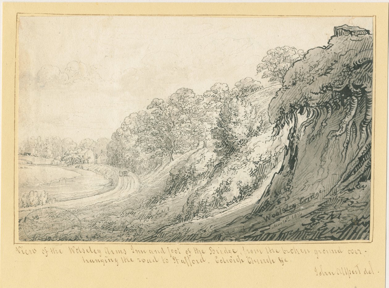 Wolseley - Wolseley Arms Inn: rysunek piórkiem, 10 maja 1814 autorstwa John Allport