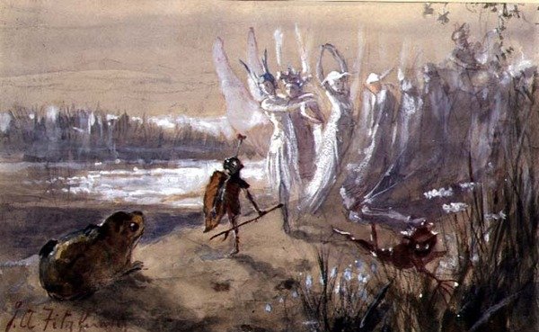 Postój w procesji wróżek (akwarela, gwasz na papierze) autorstwa John Anster Fitzgerald
