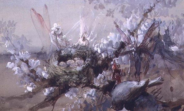 „Kto zabił koguta Robina?” (akwarela) autorstwa John Anster Fitzgerald