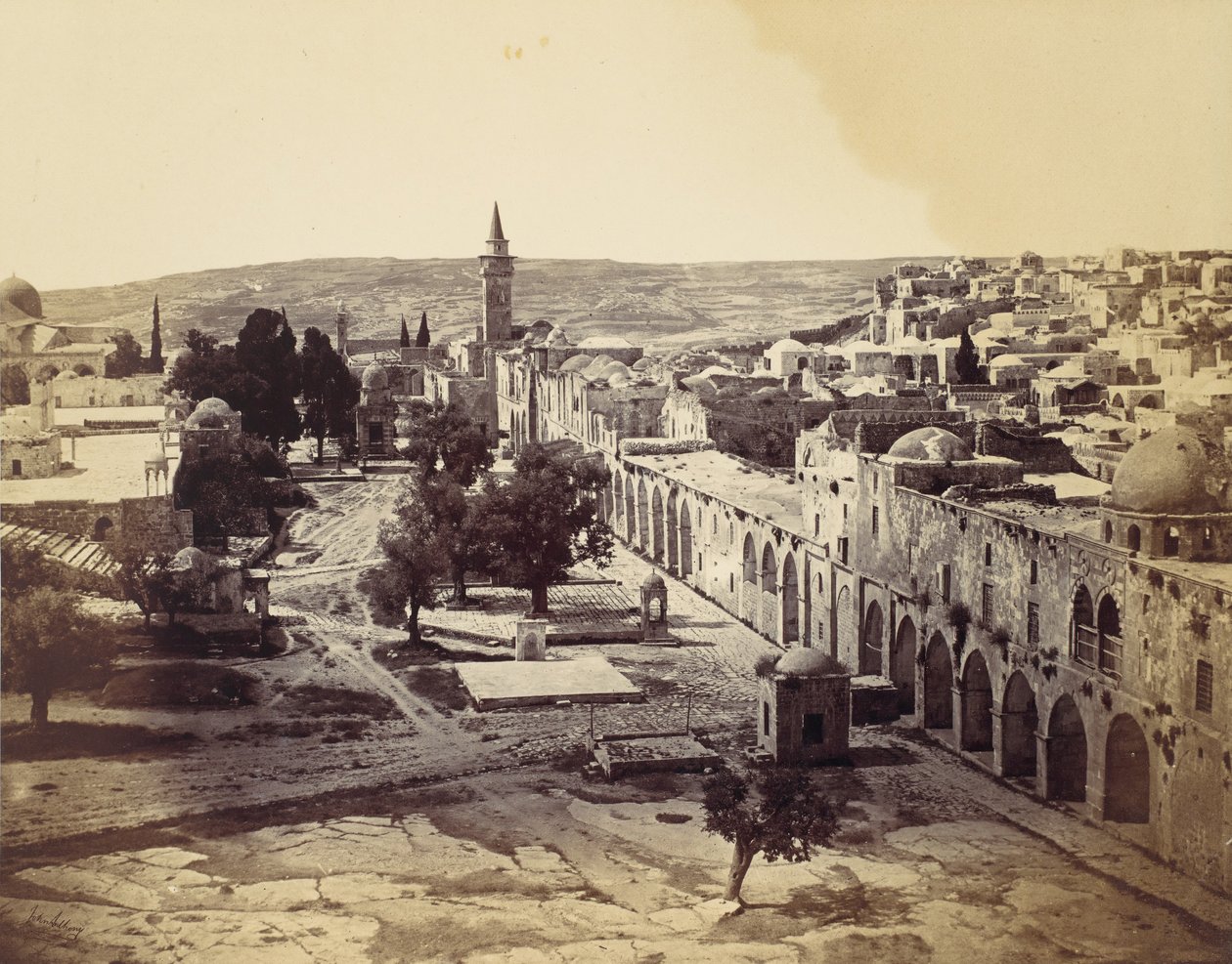 Jerozolima, Dwór Meczetu Omara, 1857. autorstwa John Anthony