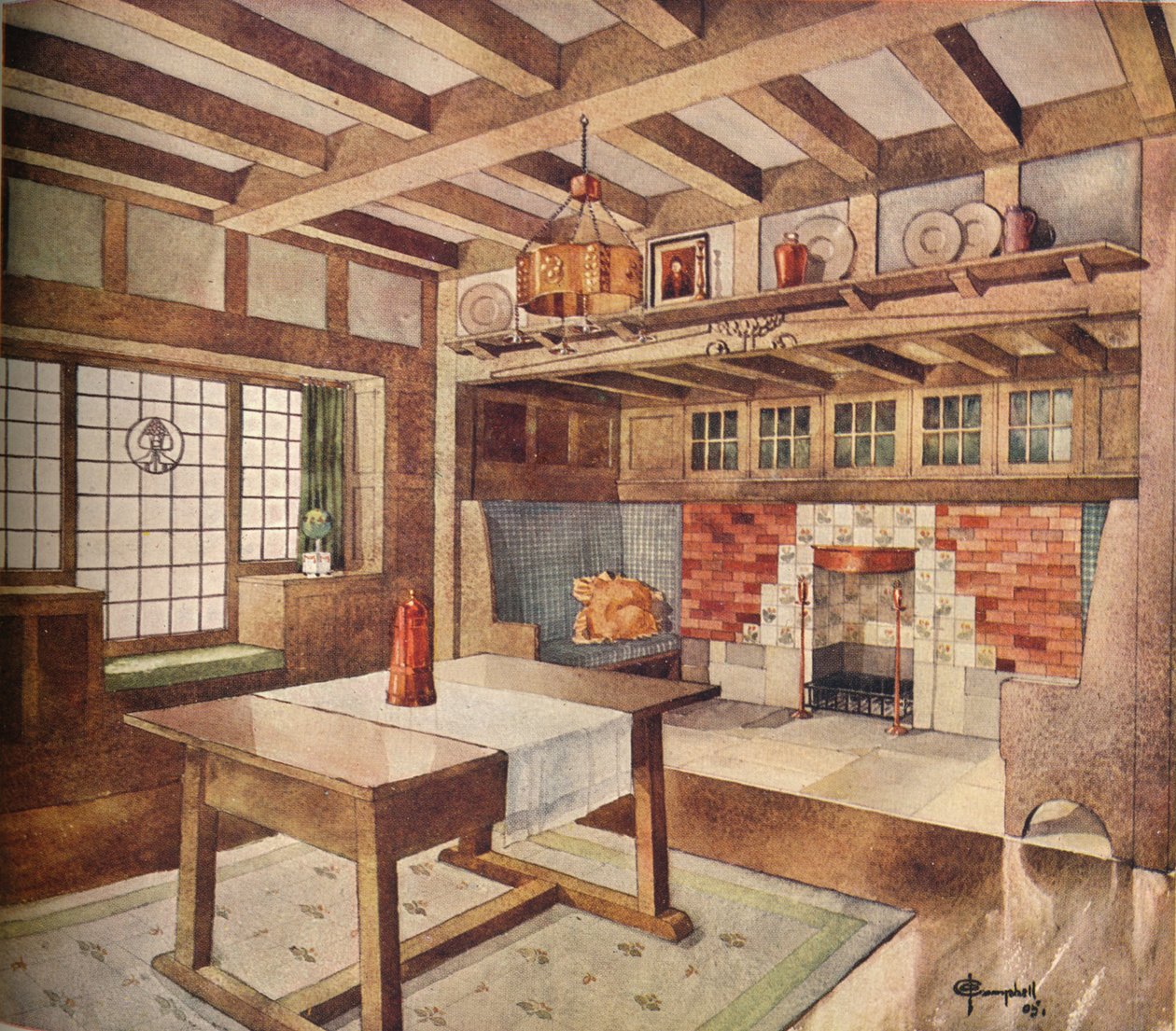 „Projekt salonu w małym domu”, c1900, 1905 autorstwa John Archibald Campbell