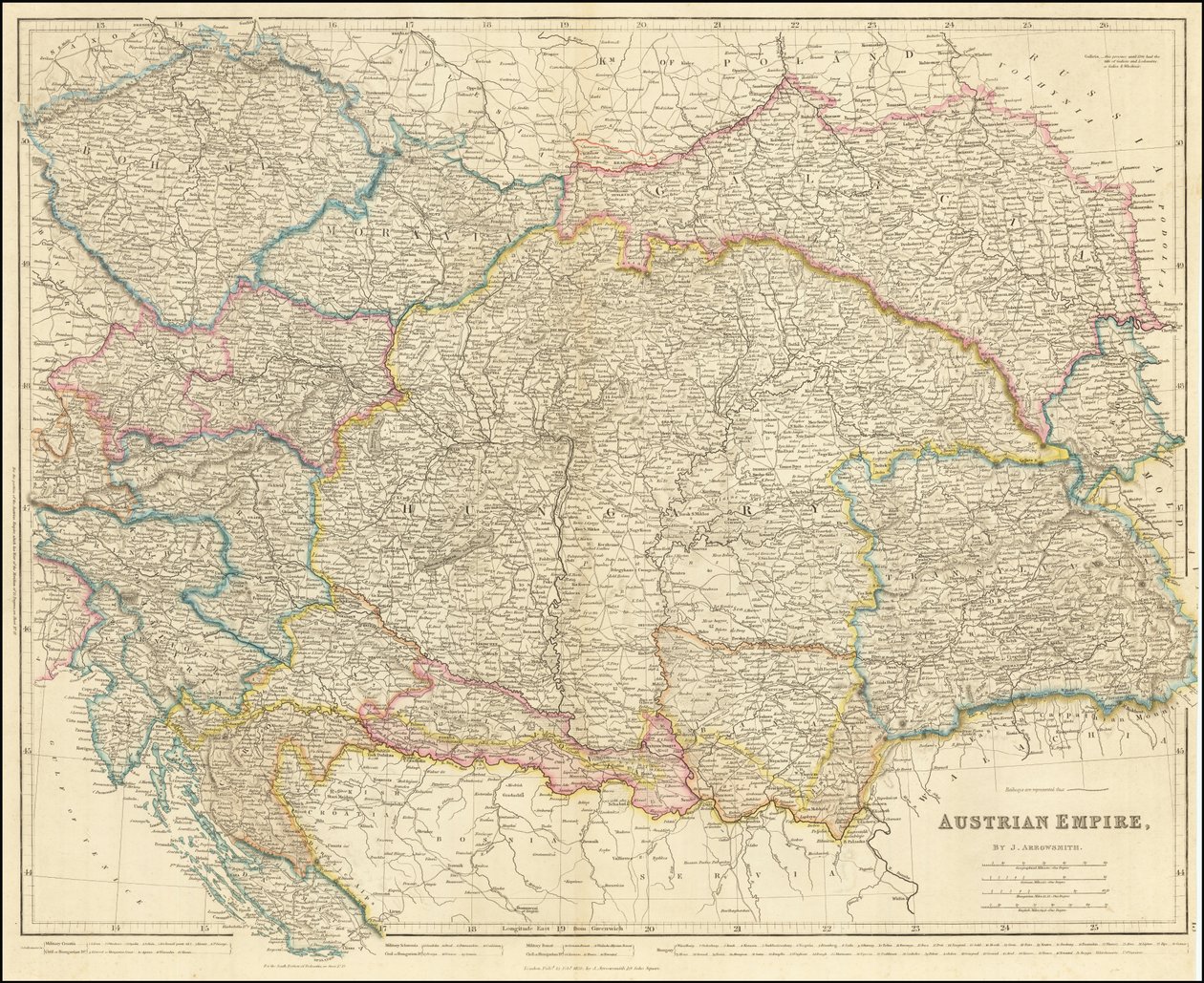 Mapa Cesarstwa Austriackiego z 1858 r. autorstwa Johna Arrowsmitha autorstwa John Arrowsmith