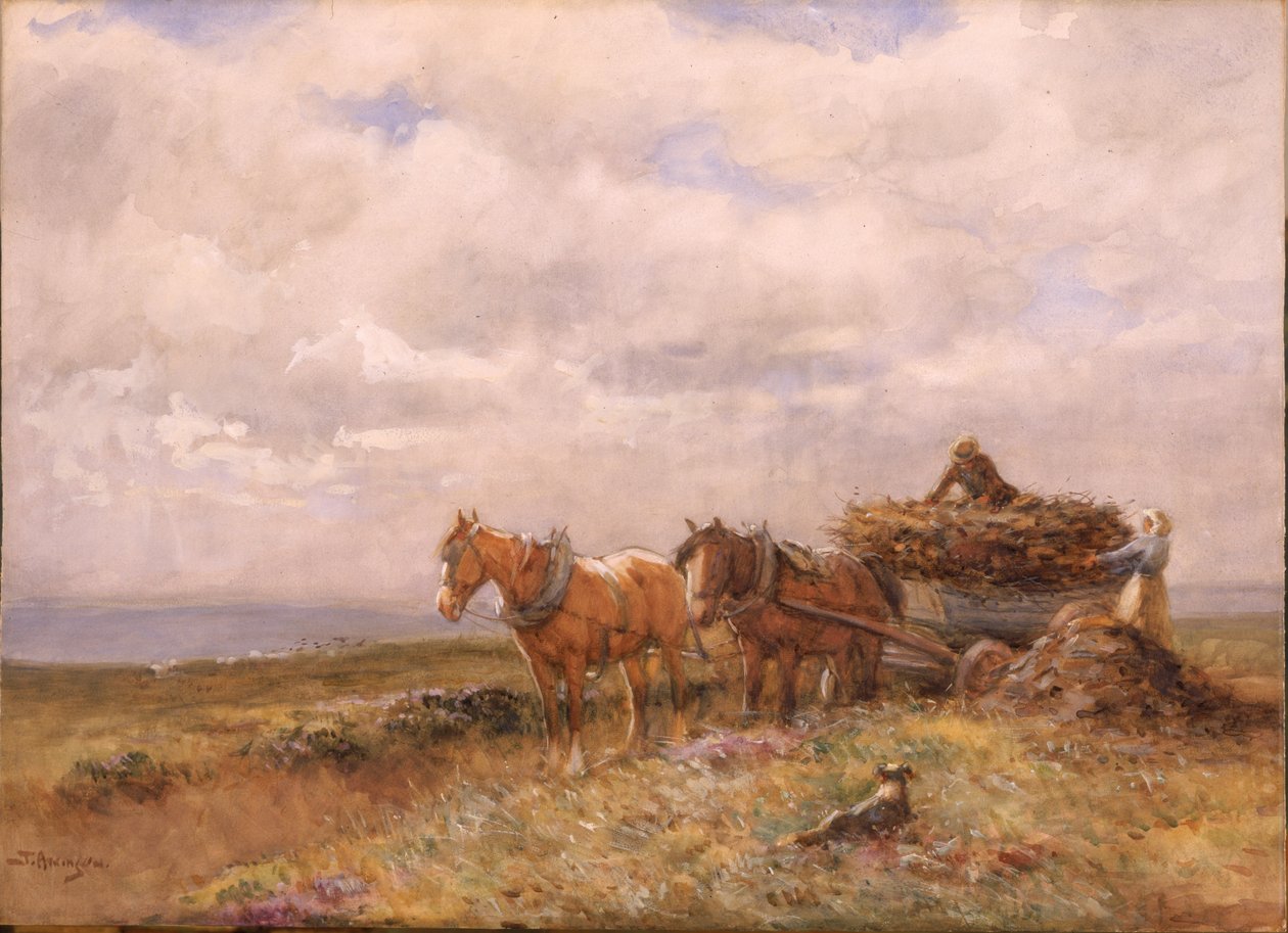 Rysunek Carting Turf (akwarela z dodatkiem bieli na papierze) autorstwa John Atkinson