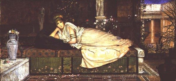Klasyczna dama we wnętrzu autorstwa John Atkinson Grimshaw