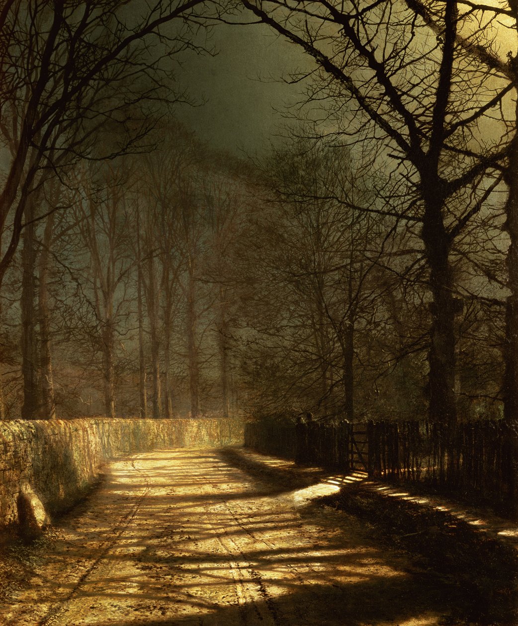 Księżycowa uliczka. Dwoje kochanków przy bramie autorstwa John Atkinson Grimshaw