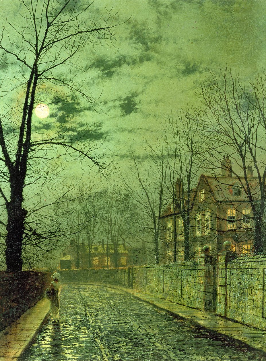 Droga w świetle księżyca autorstwa John Atkinson Grimshaw