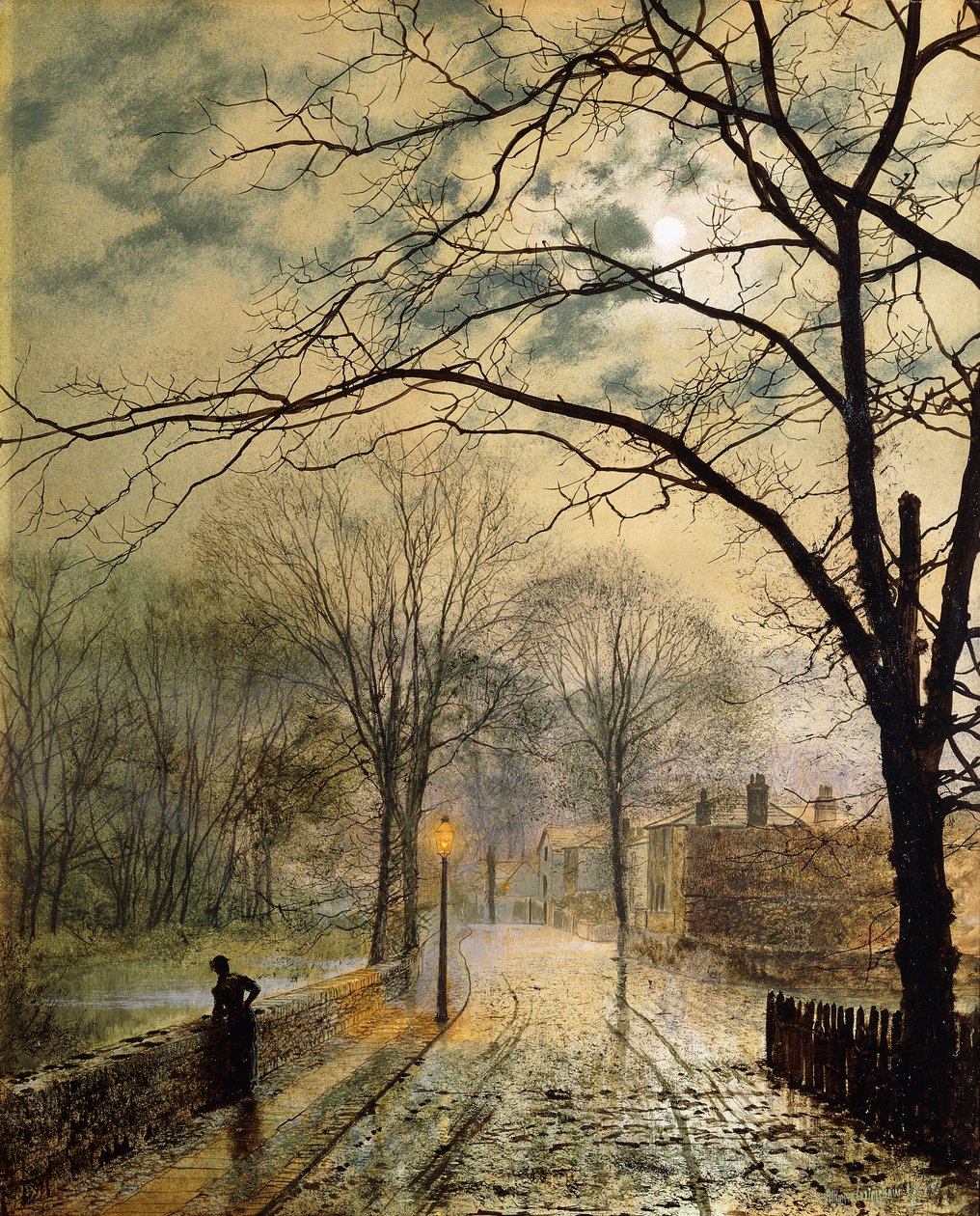 Księżycowy spacer, Bonchurch, Isle of Wight, 1878 autorstwa John Atkinson Grimshaw
