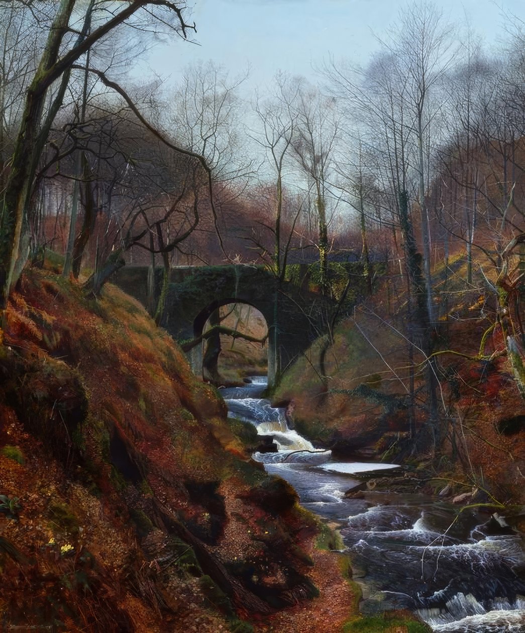 Barden, Ghyll Beck / Gemälde, 1867, v. JA Grimshaw autorstwa John Atkinson Grimshaw
