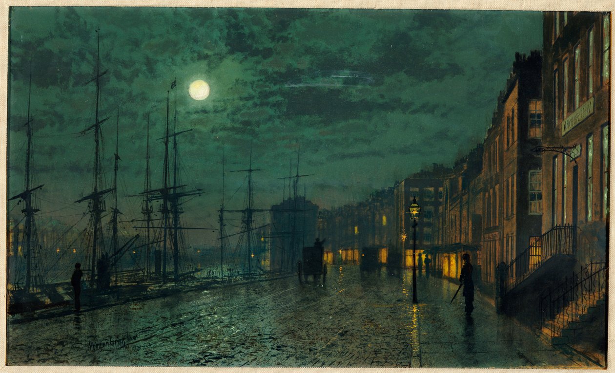 Doki miejskie przy świetle księżyca autorstwa John Atkinson Grimshaw