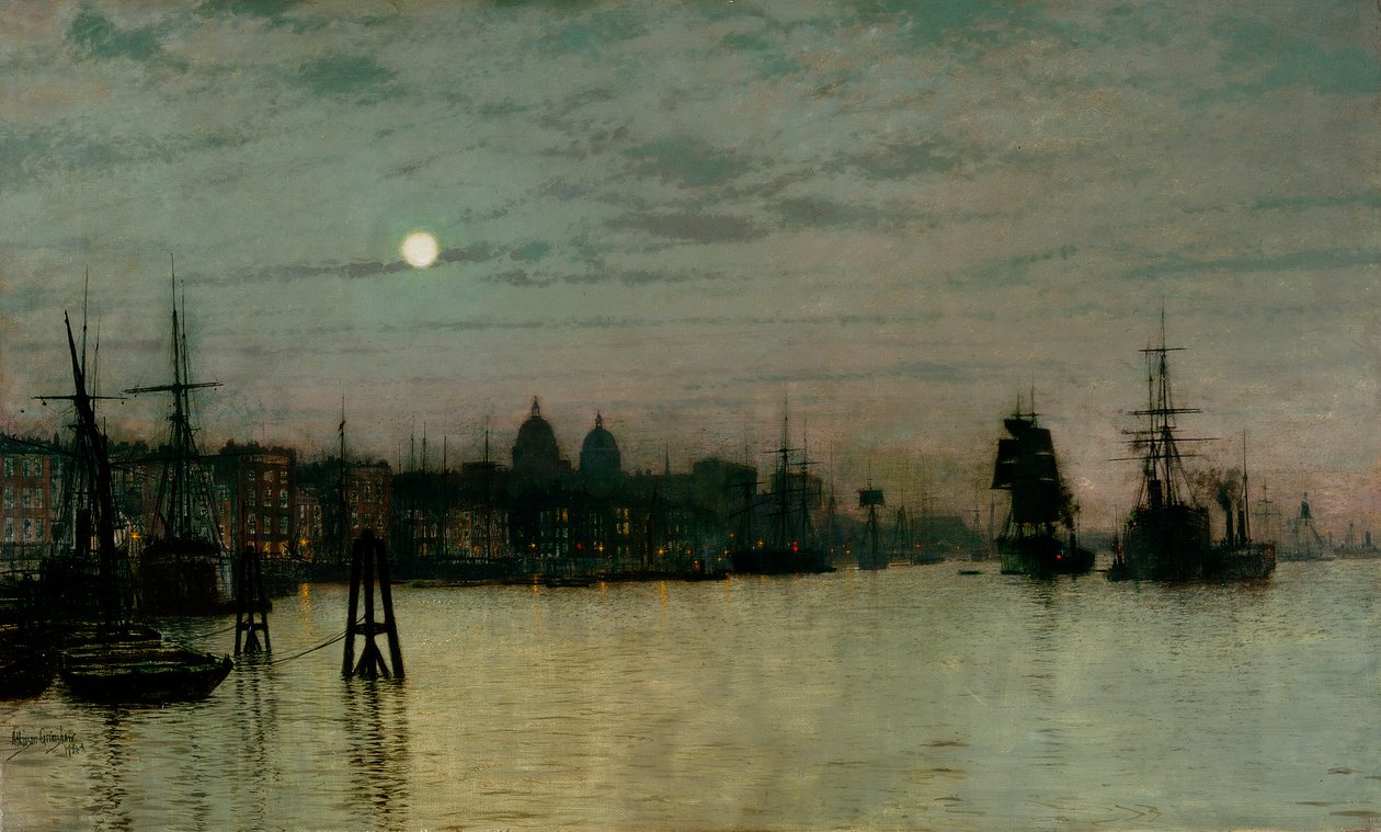 Greenwich, półpływ, 1884 autorstwa John Atkinson Grimshaw