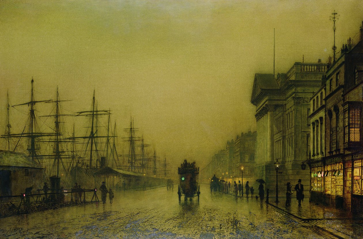 Liverpool Docks Dom celny i doki Salthouse, Liverpool autorstwa John Atkinson Grimshaw