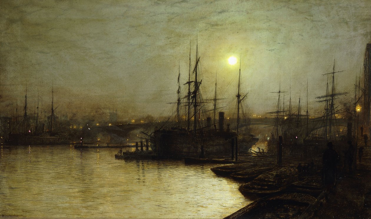 Nocny Trud, Nabrzeże Billingsgate, autorstwa John Atkinson Grimshaw