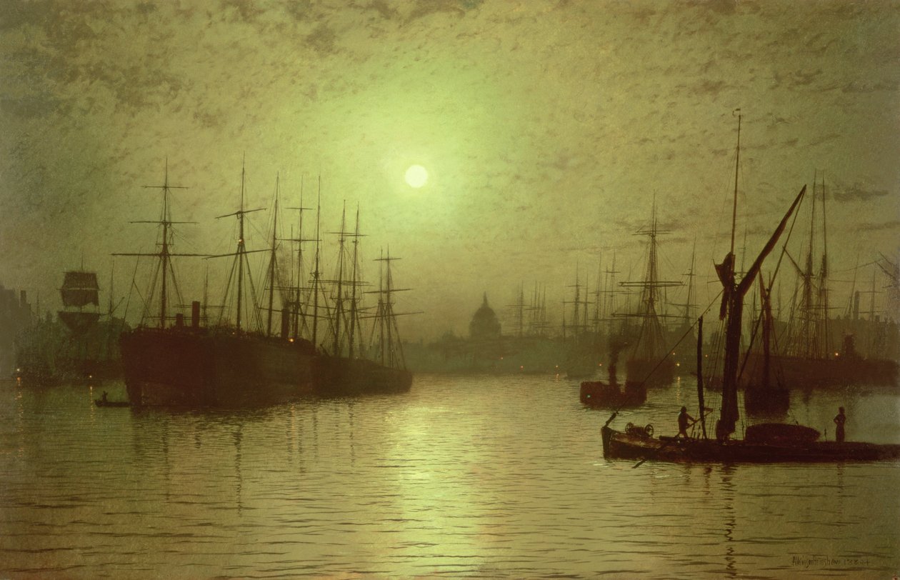 Noc nad Tamizą autorstwa John Atkinson Grimshaw