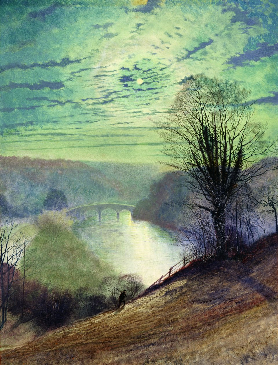 Na trójnikach, w pobliżu zamku Barnard, ok. 1868 (akwarela i gwasz na papierze) autorstwa John Atkinson Grimshaw