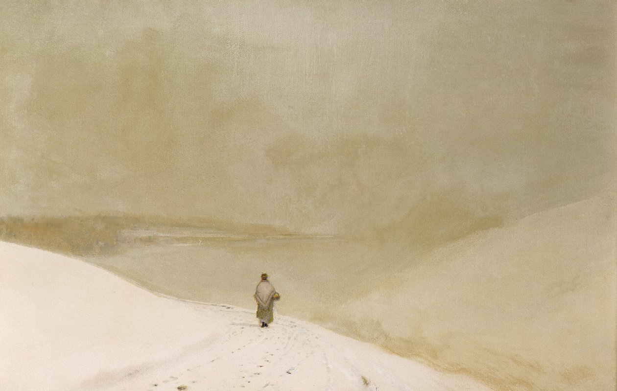 Śnieg i mgła (Kaprys w kolorze żółtym-mniejszym) (olej na płótnie) autorstwa John Atkinson Grimshaw