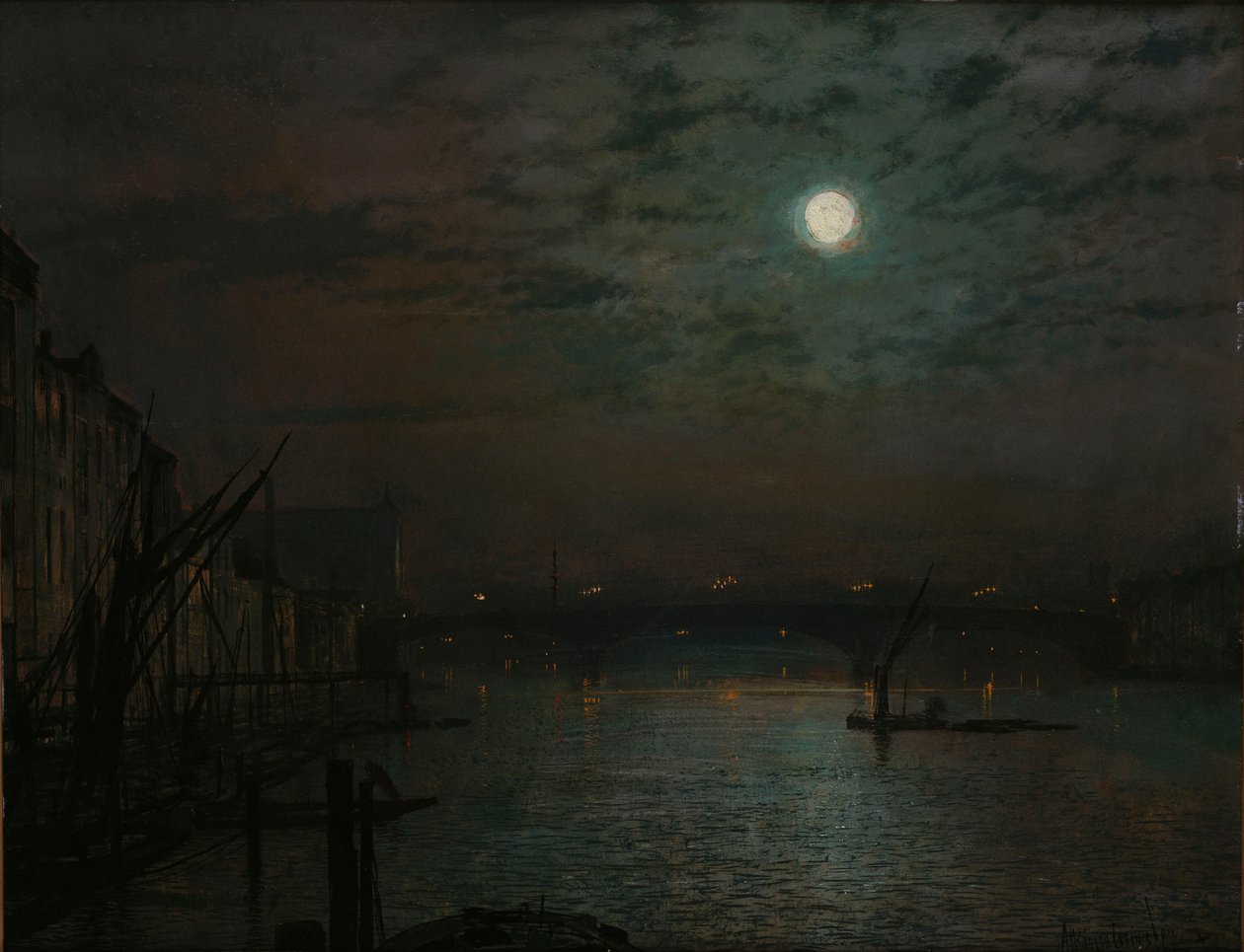 Most Southwark przy Moonlight, 1882 autorstwa John Atkinson Grimshaw