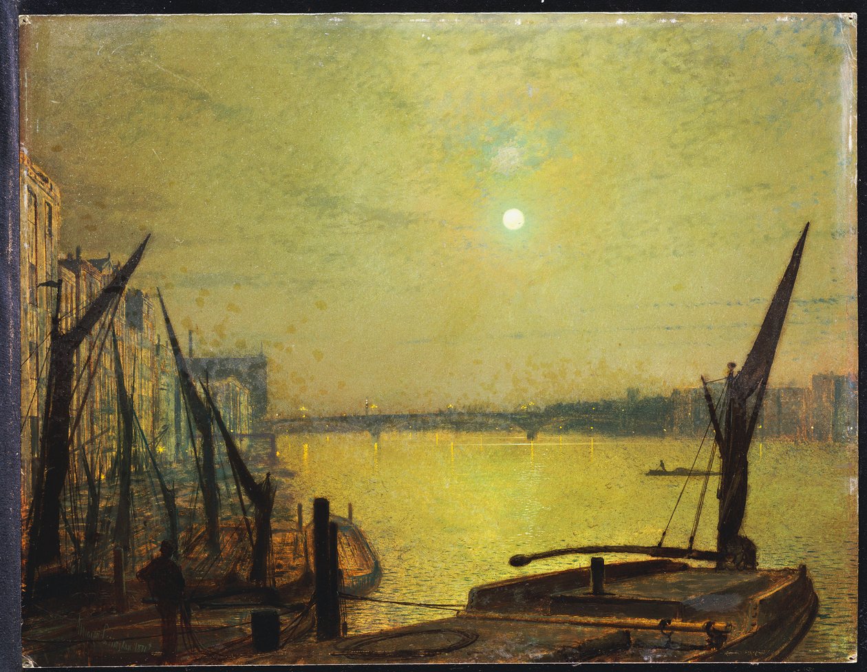 Most Southwark z Blackfriars nocą, 1881 autorstwa John Atkinson Grimshaw