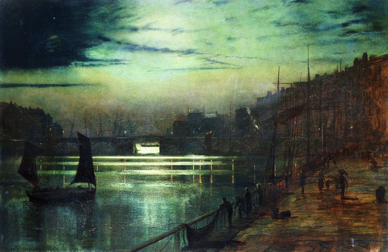 Światła portowe, Whitby, autorstwa John Atkinson Grimshaw