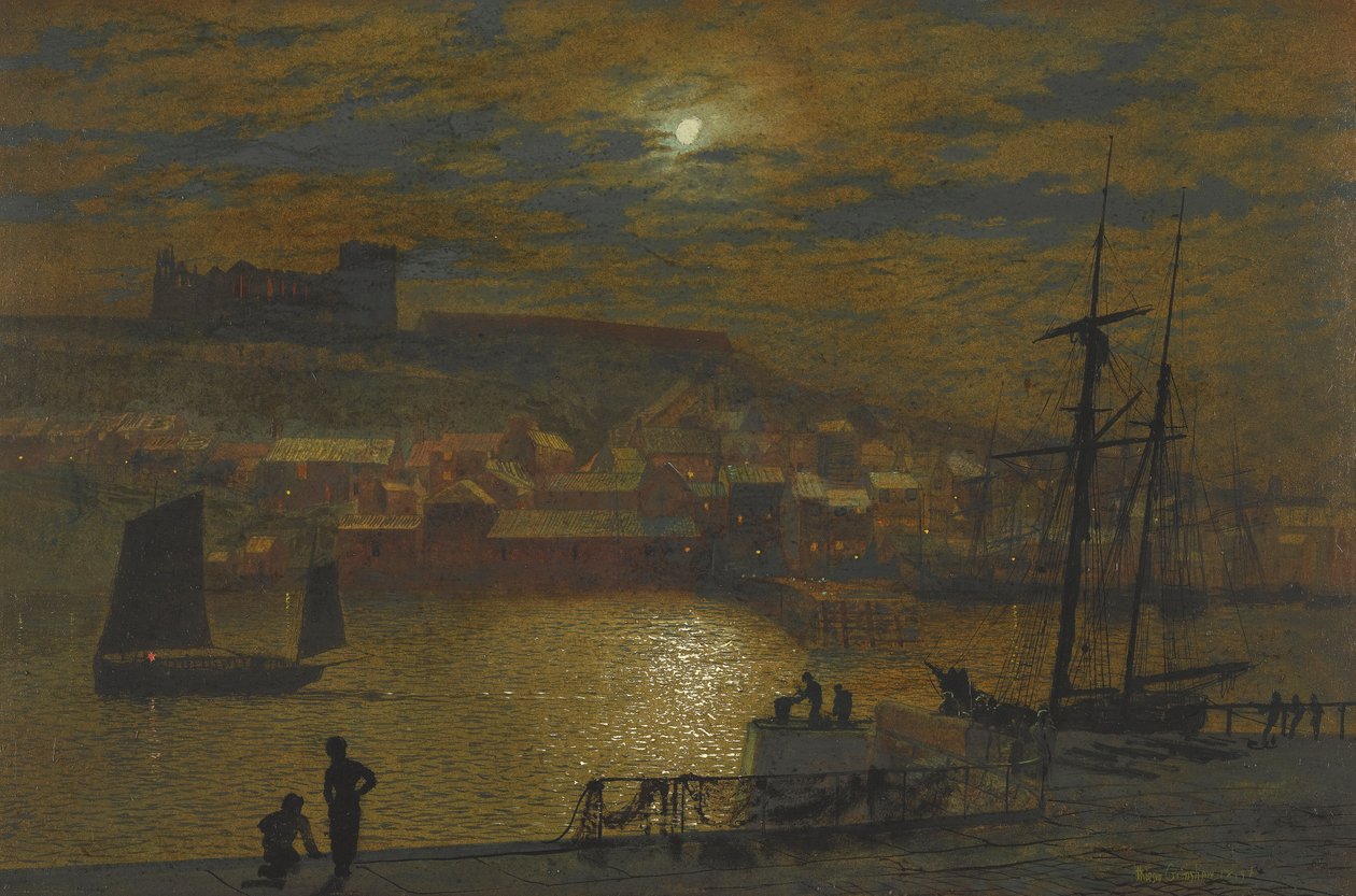 Whitby ze Scotch Head, światło księżyca na Esk autorstwa John Atkinson Grimshaw