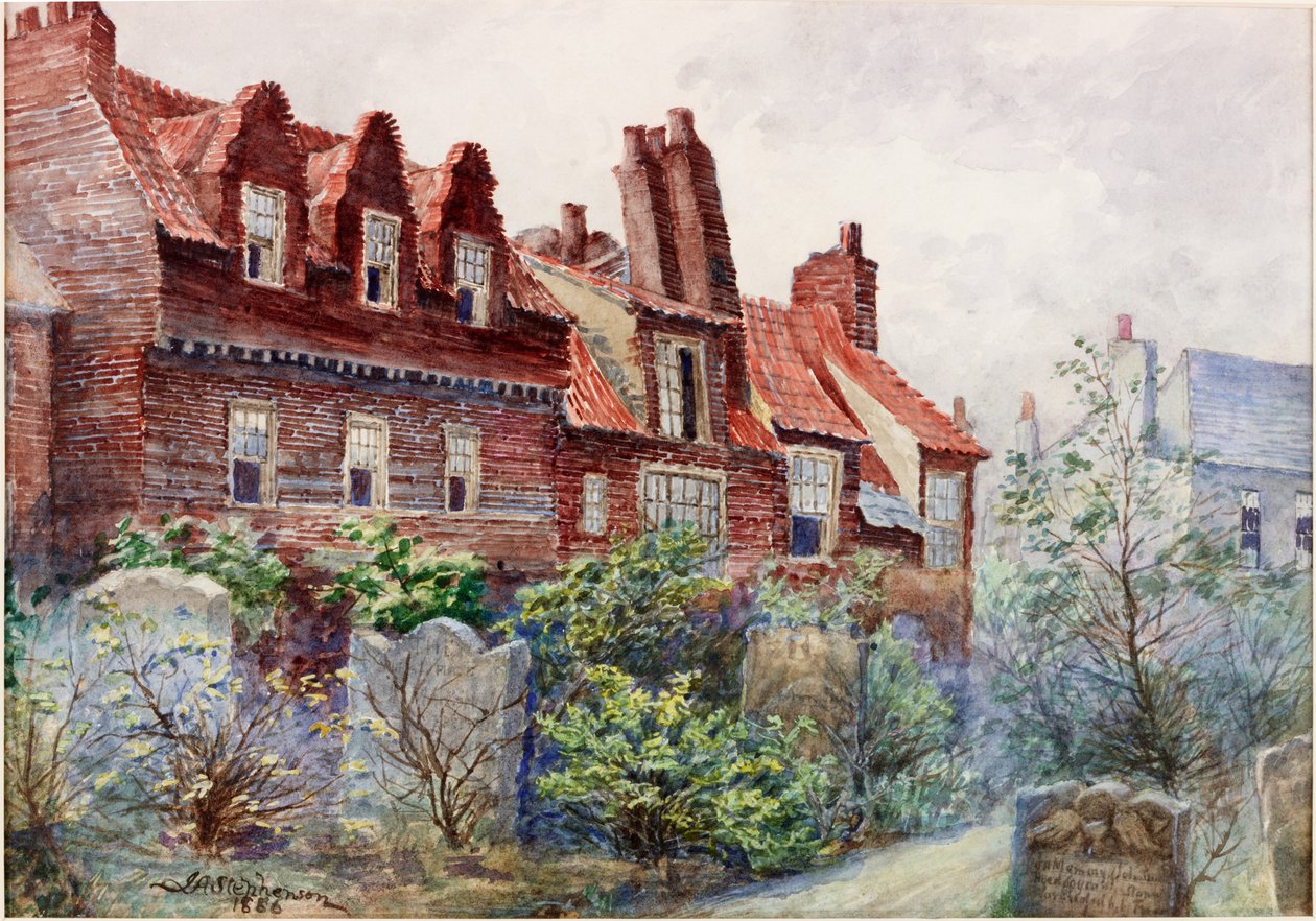 Domy przy Silver Street z cmentarza All Saints, Newcastle upon Tyne, 1886 kolor nadwozia, ołówek i toaleta na papierze autorstwa John Atlantic Stephenson