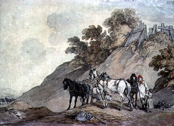 Wózek i drużyna na żwirowisku autorstwa John Augustus Atkinson