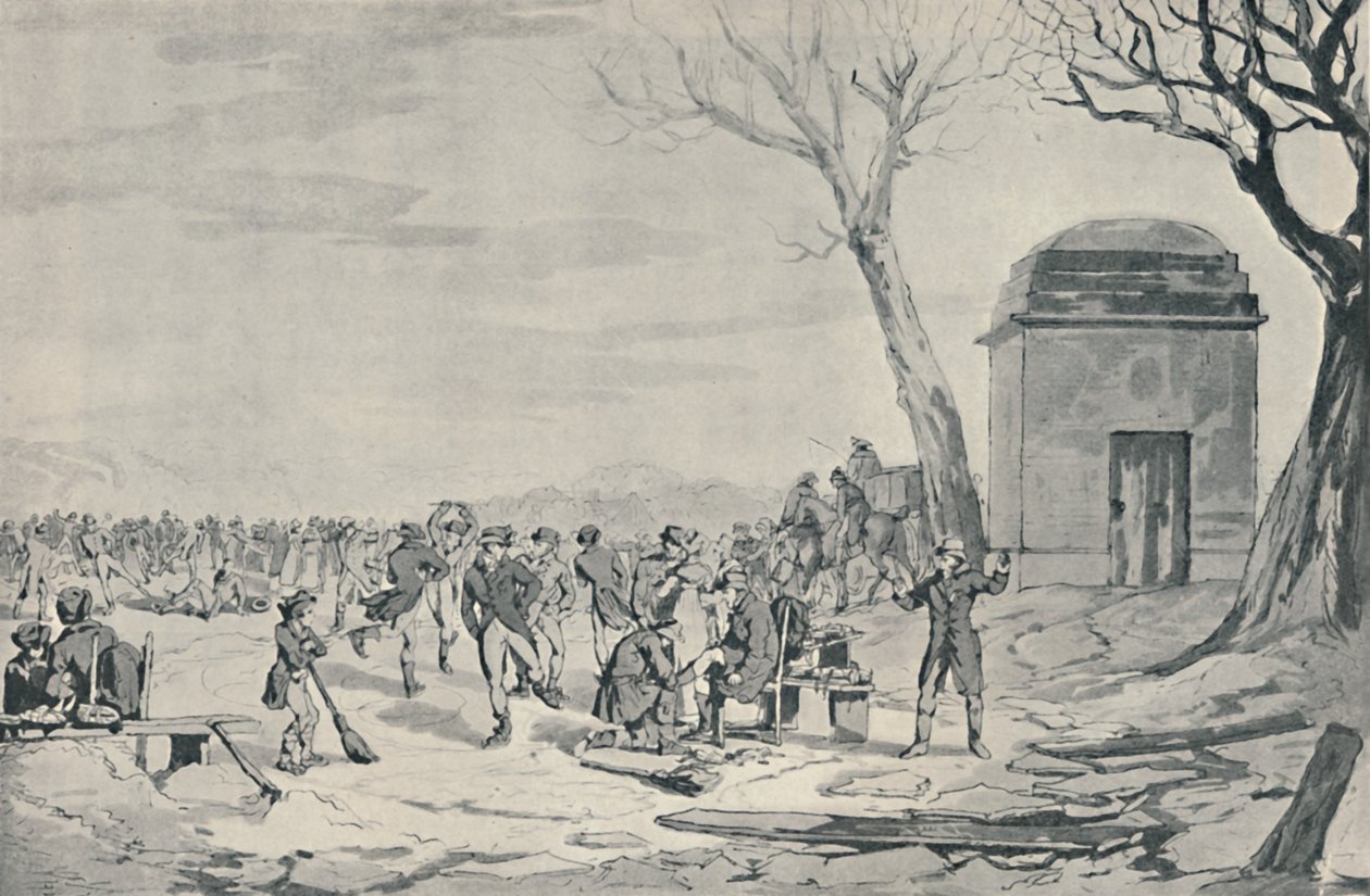 Łyżwiarstwo w Hyde Parku, 1807, 1920 autorstwa John Augustus Atkinson